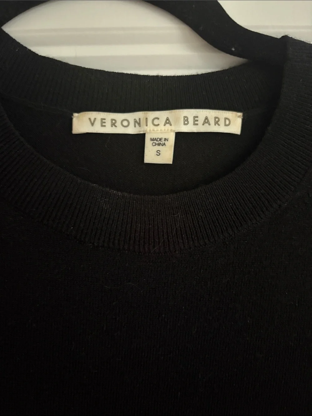 Veronica Beard Black Sweater with Multicolor Floral Puff Sleeves